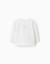 T-shirt en coton à manches longues avec ourlet volanté Blanc+Rose clair 1 - vertbaudet enfant 