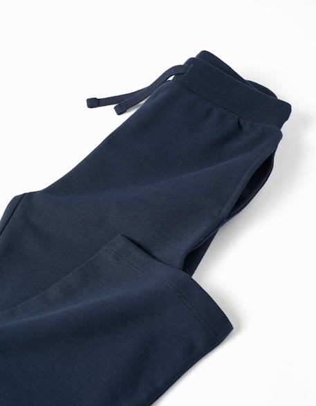 Pantalon en molleton avec cordon de serrage et poches Bleu foncé+Rose 3 - vertbaudet enfant 