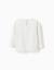 T-shirt en coton à manches longues avec ourlet volanté Blanc+Rose clair 2 - vertbaudet enfant 