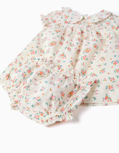 Robe à manches courtes avec motif floral Beige clair 4 - vertbaudet enfant 