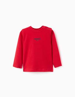 -T-shirt en coton à manches longues avec imprimé zy en relief