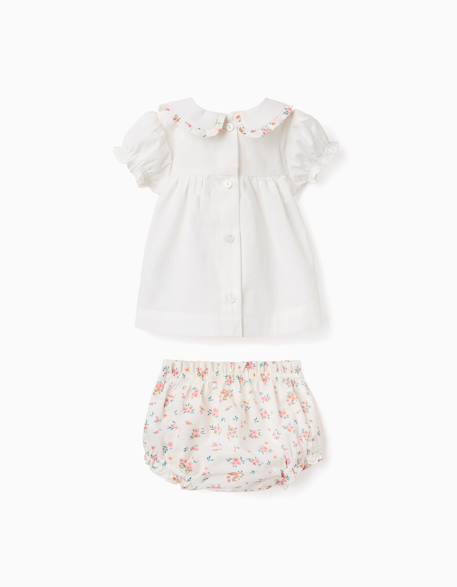 Blouse et bloomer en coton avec volants Beige clair 2 - vertbaudet enfant 