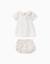 Blouse et bloomer en coton avec volants Beige clair 2 - vertbaudet enfant 
