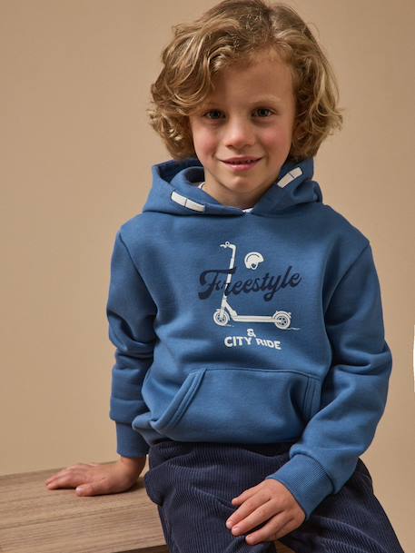 Sweat à capuche garçon Bleu+Gris chine 1 - vertbaudet enfant 