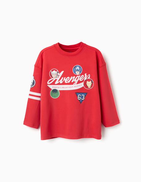 T-shirt en coton à manches longues et imprimés avengers Rouge 1 - vertbaudet enfant 