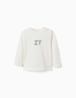 -T-shirt en coton à manches longues avec imprimé zy en relief