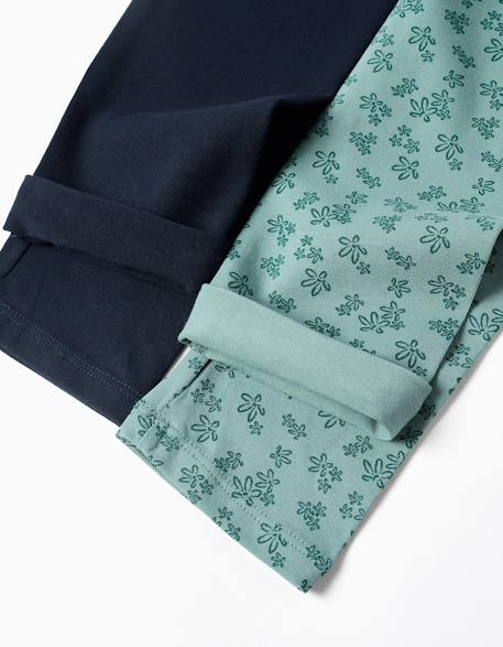 Lot de 2 leggings unis et imprimés Rose+Vert clair 8 - vertbaudet enfant 