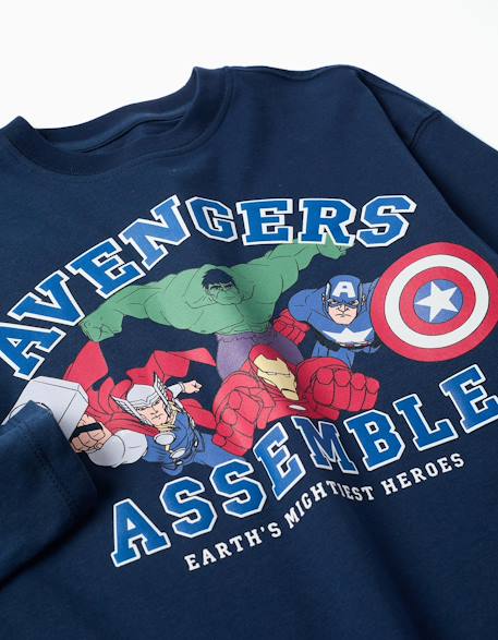 T-shirt en coton à manches longues et imprimé avengers Bleu foncé 3 - vertbaudet enfant 