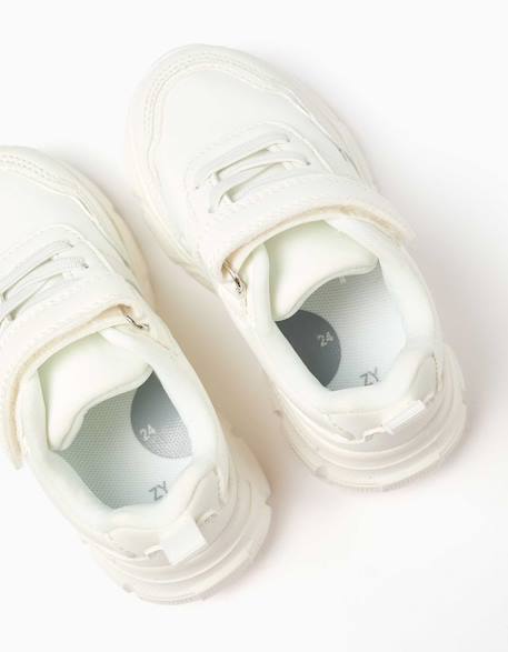 Baskets bi-matière à semelle épaisse et doublure en maille Blanc 3 - vertbaudet enfant 