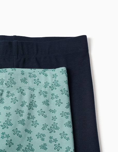 Lot de 2 leggings unis et imprimés Rose+Vert clair 7 - vertbaudet enfant 
