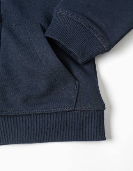 Sweat zippé avec broderie en bouclettes zy Bleu foncé 4 - vertbaudet enfant 