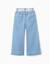 Pantalon en jean à jambe large avec ceinture à motif floral Bleu 2 - vertbaudet enfant 