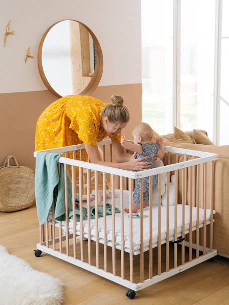Parc en bois pliant bicolore naturel/blanc+blanc+naturel 8 - vertbaudet enfant 