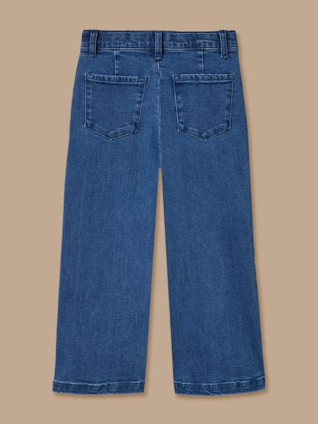 Pantalon large en denim fille Denim bleu+Denim gris fonce 2 - vertbaudet enfant 
