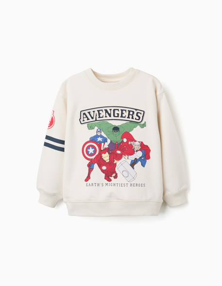Sweat en coton peigné avec imprimé en relief avengers Blanc 1 - vertbaudet enfant 