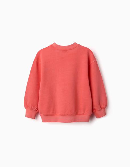 Sweat en coton avec épaules tombantes Corail clair 2 - vertbaudet enfant 