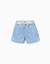 Short en jean avec ceinture à motif floral Bleu clair 3 - vertbaudet enfant 