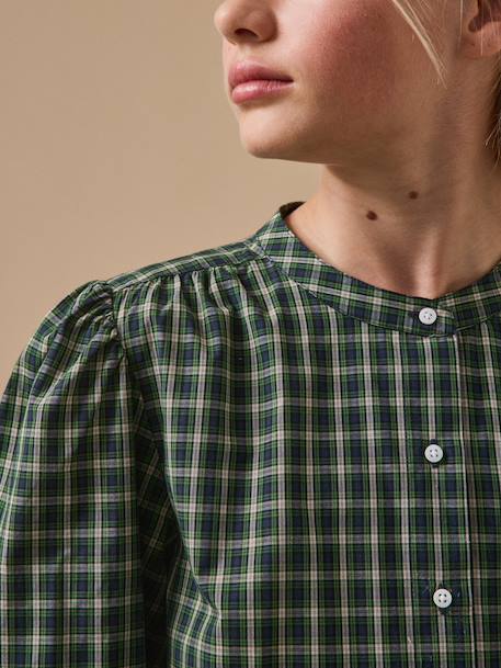 Chemise à carreaux fille Carreaux vert 3 - vertbaudet enfant 