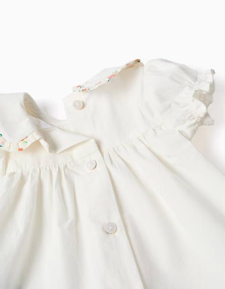 Blouse et bloomer en coton avec volants Beige clair 3 - vertbaudet enfant 