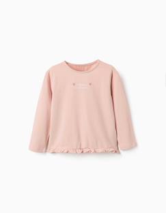 T-shirt en coton à manches longues avec imprimé et ourlet volanté  - vertbaudet enfant