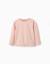 T-shirt en coton à manches longues avec imprimé et ourlet volanté Blanc+Rose clair 4 - vertbaudet enfant 