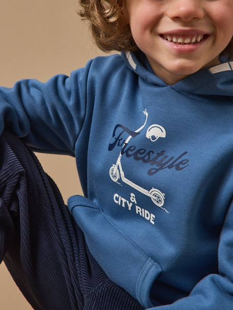 Sweat à capuche garçon Bleu+Gris chine 3 - vertbaudet enfant 