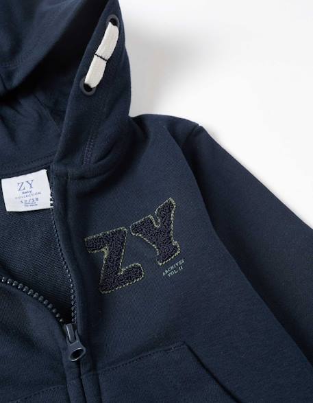 Sweat zippé avec broderie en bouclettes zy Bleu foncé 3 - vertbaudet enfant 