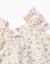 Robe en coton avec motif floral et volants Beige clair 3 - vertbaudet enfant 