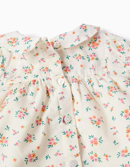 Robe à manches courtes avec motif floral Beige clair 3 - vertbaudet enfant 