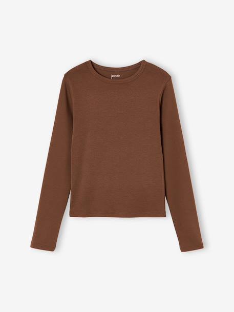 Lot de 2 T-shirts cropped manches longues fille chocolat+noir 2 - vertbaudet enfant 