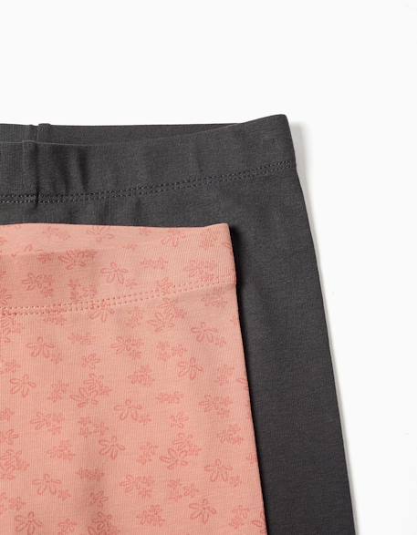 Lot de 2 leggings unis et imprimés Rose+Vert clair 3 - vertbaudet enfant 