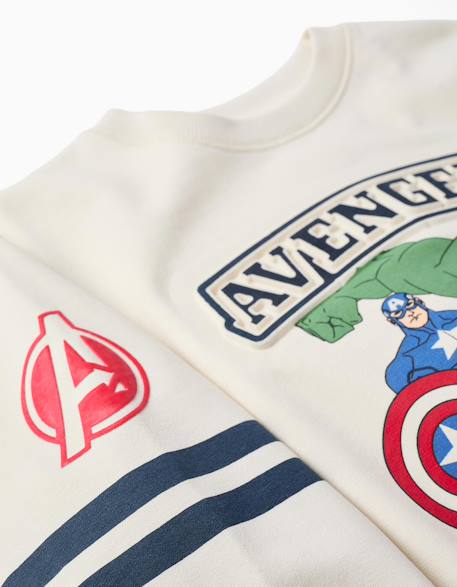 Sweat en coton peigné avec imprimé en relief avengers Blanc 4 - vertbaudet enfant 