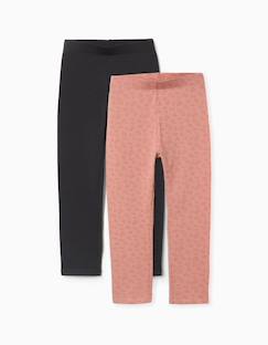 Lot de 2 leggings unis et imprimés  - vertbaudet enfant