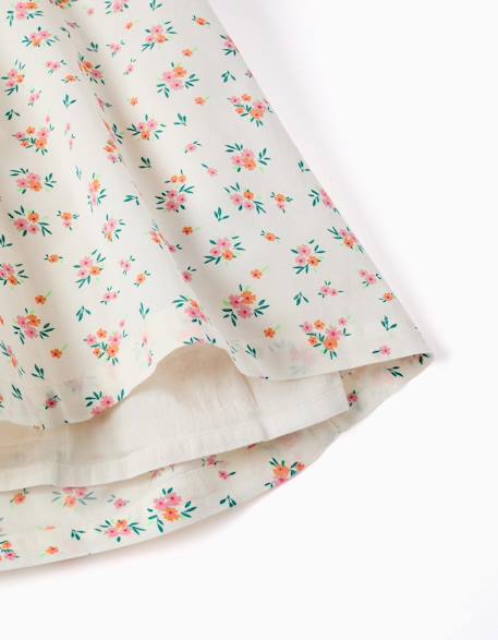 Robe sans manches en coton avec motif floral Beige clair 4 - vertbaudet enfant 