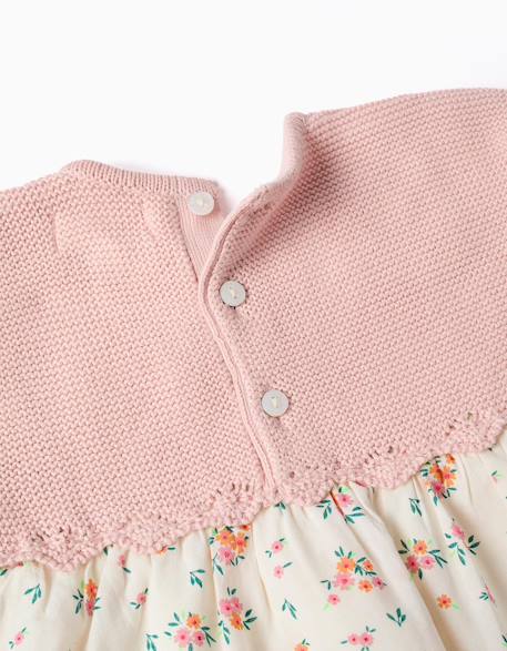 Robe bi-matière avec motif floral Rose 4 - vertbaudet enfant 