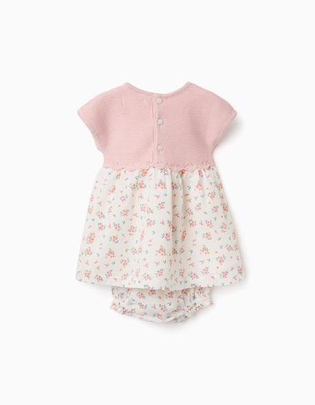 Robe bi-matière avec motif floral Rose 3 - vertbaudet enfant 