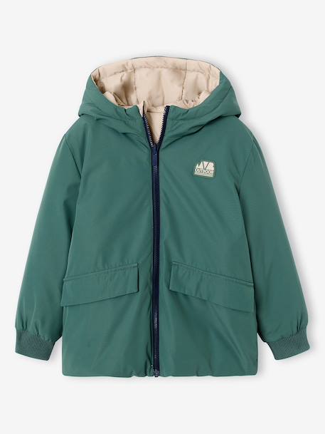Parka à capuche réversible garçon bronze+vert sauge 12 - vertbaudet enfant 