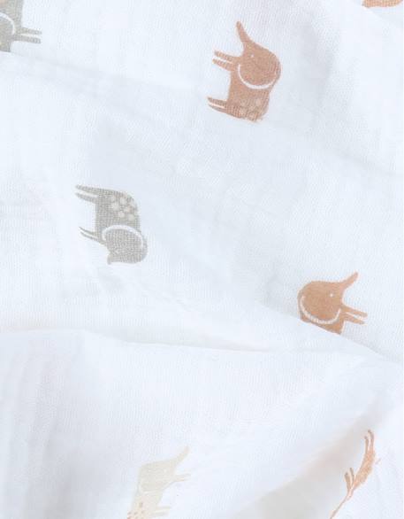 Set de 3 langes éléphant en mousseline Blanc, marron 3 - vertbaudet enfant 