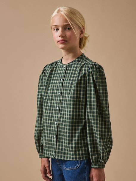 Chemise à carreaux fille Carreaux vert 5 - vertbaudet enfant 