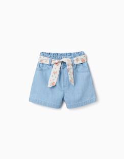 -Short en jean avec ceinture à motif floral