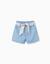 Short en jean avec ceinture à motif floral Bleu clair 1 - vertbaudet enfant 