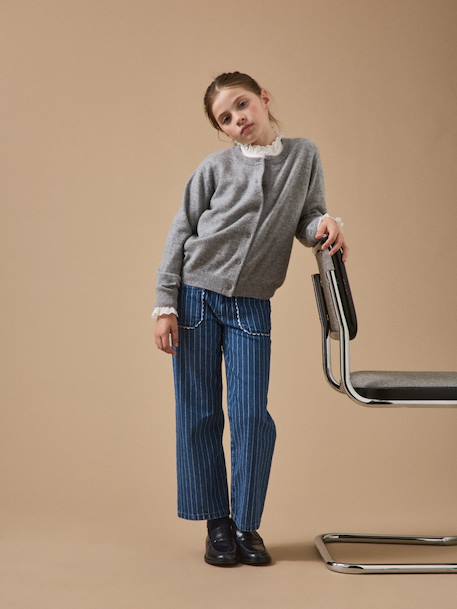 Pantalon droit rayé festonné fille Rayure tennis 4 - vertbaudet enfant 
