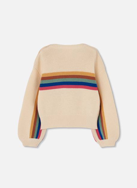 Pull fille avec rayures Blanc 3 - vertbaudet enfant 