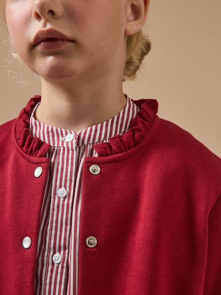 Gilet fille en molleton - coton biologique Amande+Cerise+Marine+Vert anglais 6 - vertbaudet enfant 