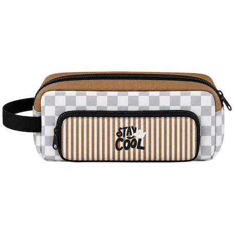 Trousse scolaire lina Bleu gris, blanc+Marron, beige 1 - vertbaudet enfant 