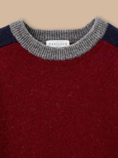 Pull colorblock en laine garçon Bordeaux+Vert 2 - vertbaudet enfant 