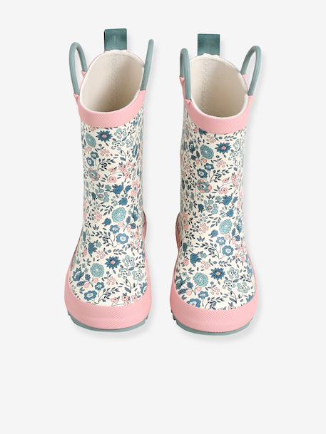 Bottes pluie fille caoutchouc bleu imprimé+écru+lot rose 14 - vertbaudet enfant 