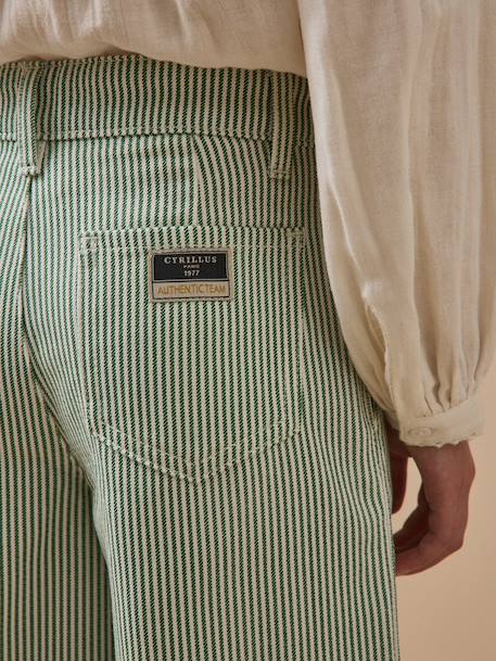 Pantalon large rayé fille Rayure verte 3 - vertbaudet enfant 
