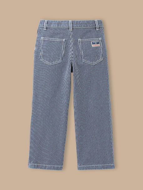 Pantalon droit rayé fille Rayure ikory bleue 2 - vertbaudet enfant 
