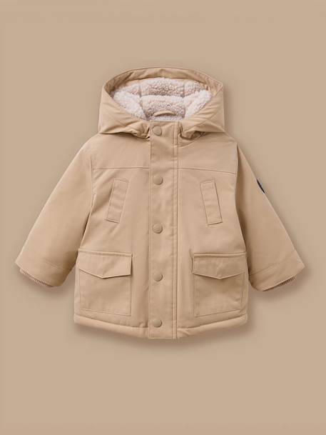 Parka doublée sherpa bébé Sucre brun 1 - vertbaudet enfant 